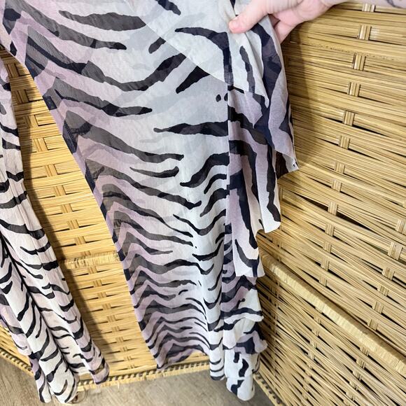 Madrag Y2K zebra sheer flare wide leg pant with ruffle plus size 2X USA made - Picture 8 of 9